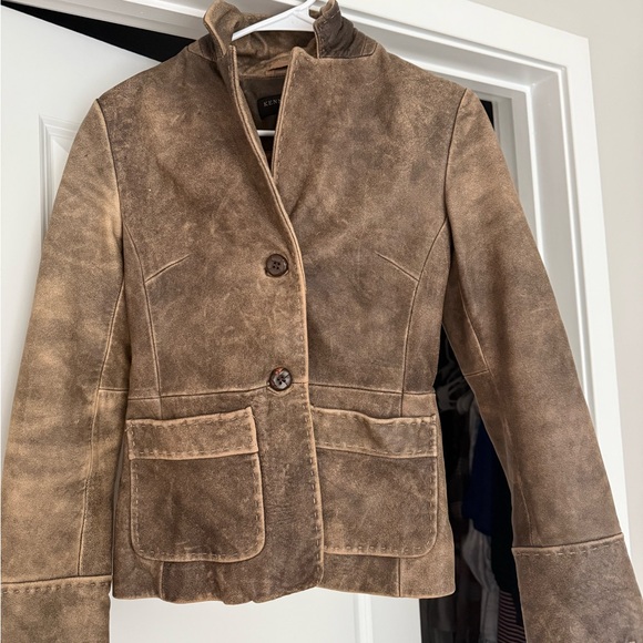 *RARE* Brown Distressed Leather Blazer by Kenneth Cole - Picture 1 of 4